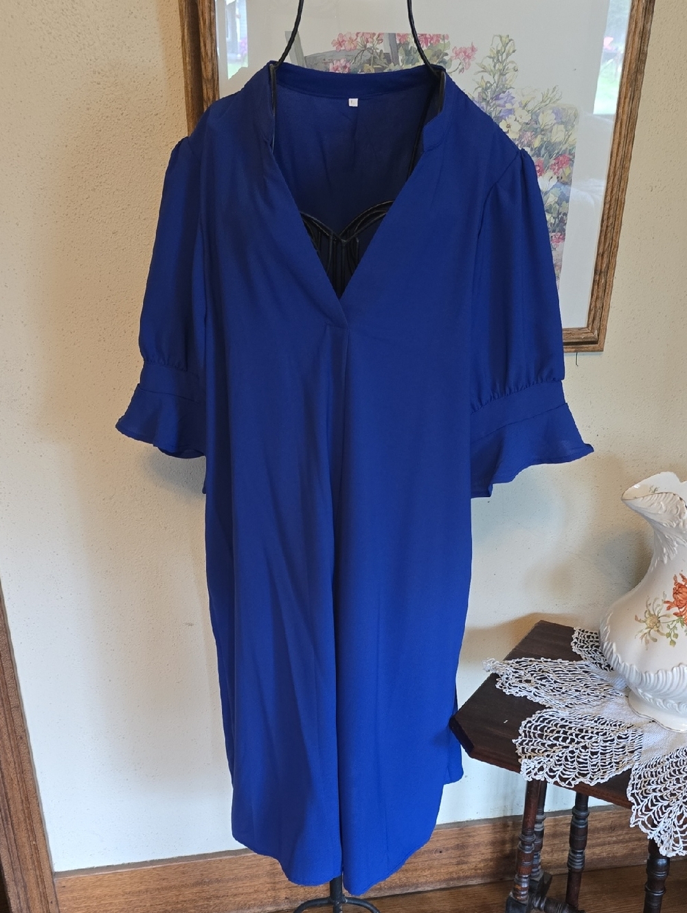 Deep Blue V-Neck Dress
